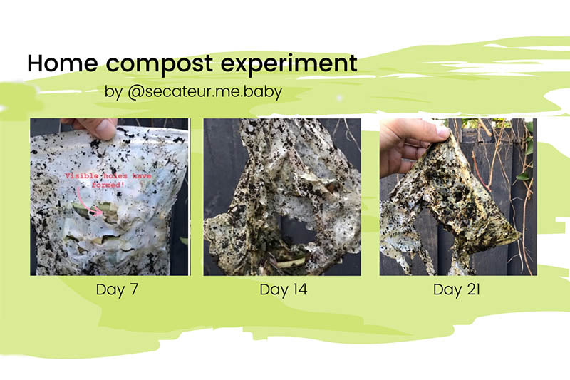 Break down of corn-starch bags