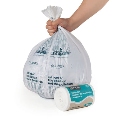 Ecopack 27L Medium Recycled Plastic Bin Liners  Flat Top