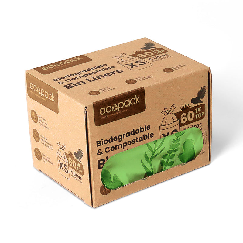 Ecopack 8L XS Compostable Bin Liners (1 Box/60 Bags)