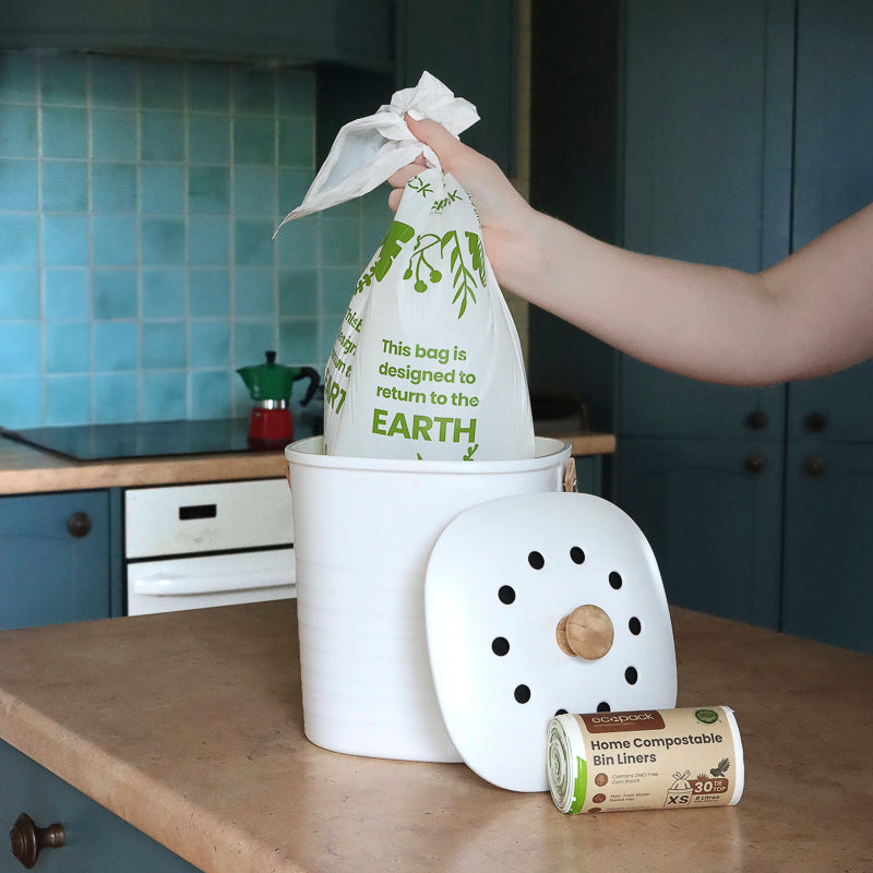 XS Compostable Bin Liners in compost bin