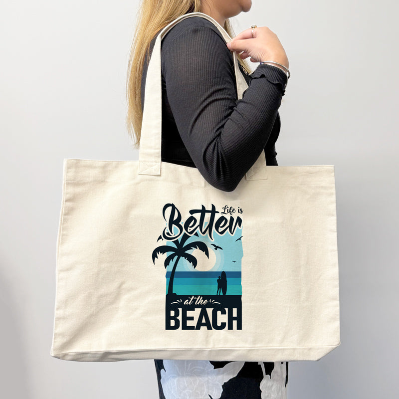 Canvas Beach Bag on Model