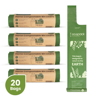 Ecopack 4 Rolls 60L Compostable Bin Liners Bundle