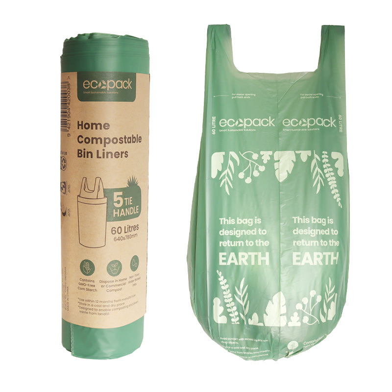 Ecopack 60L XL Compostable Garbage Bags (1 Roll/5 Bags)