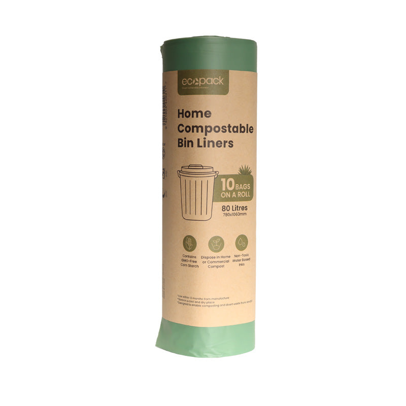 Ecopack 80L Compostable Garbage Bags (1 Roll/10 Bags)