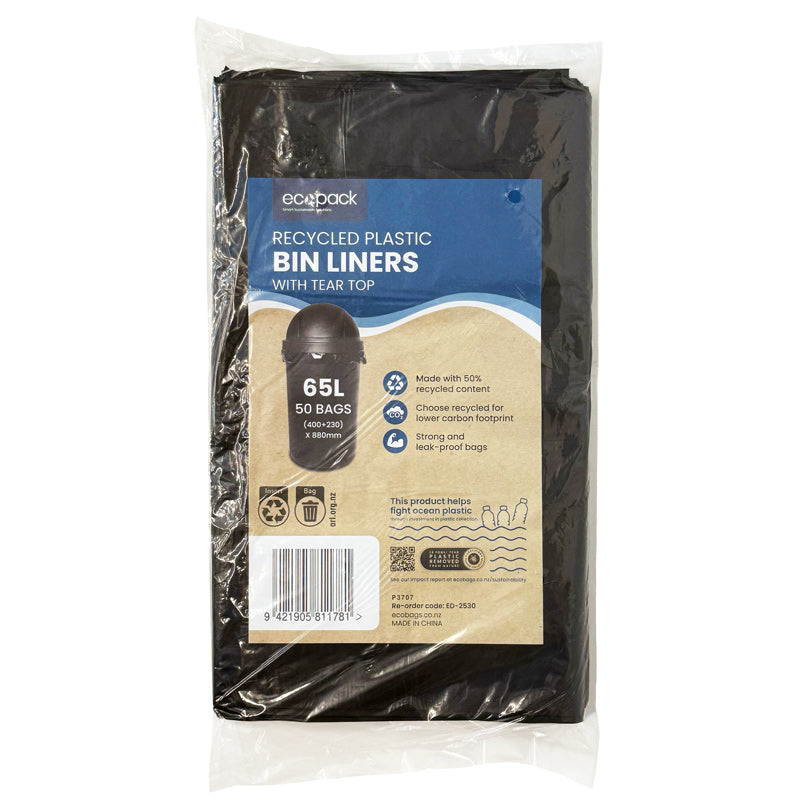 Ecopack 65L XL Recycled Plastic Garbage Bags
