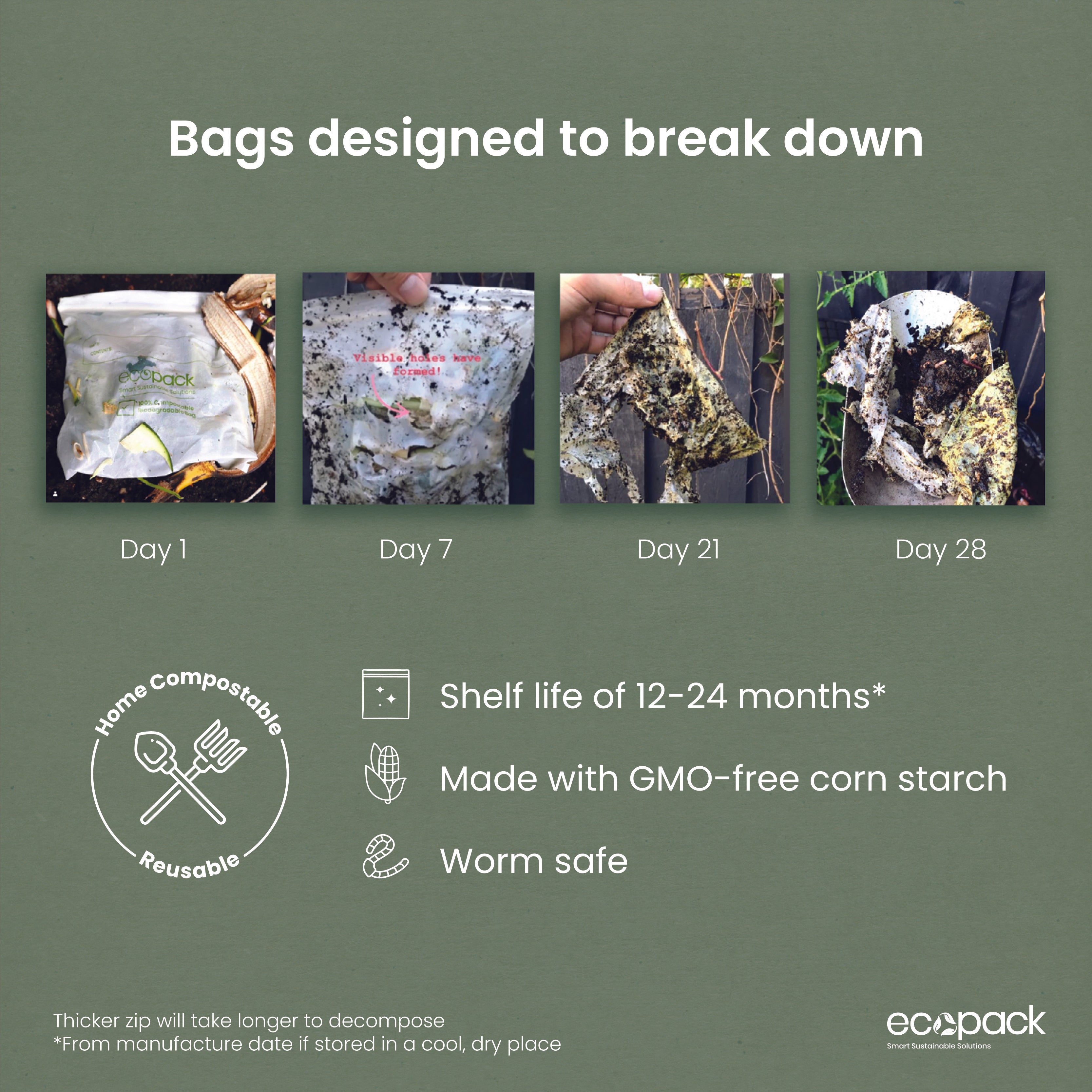 ED-2601 Compostable Resealable Snack Bags