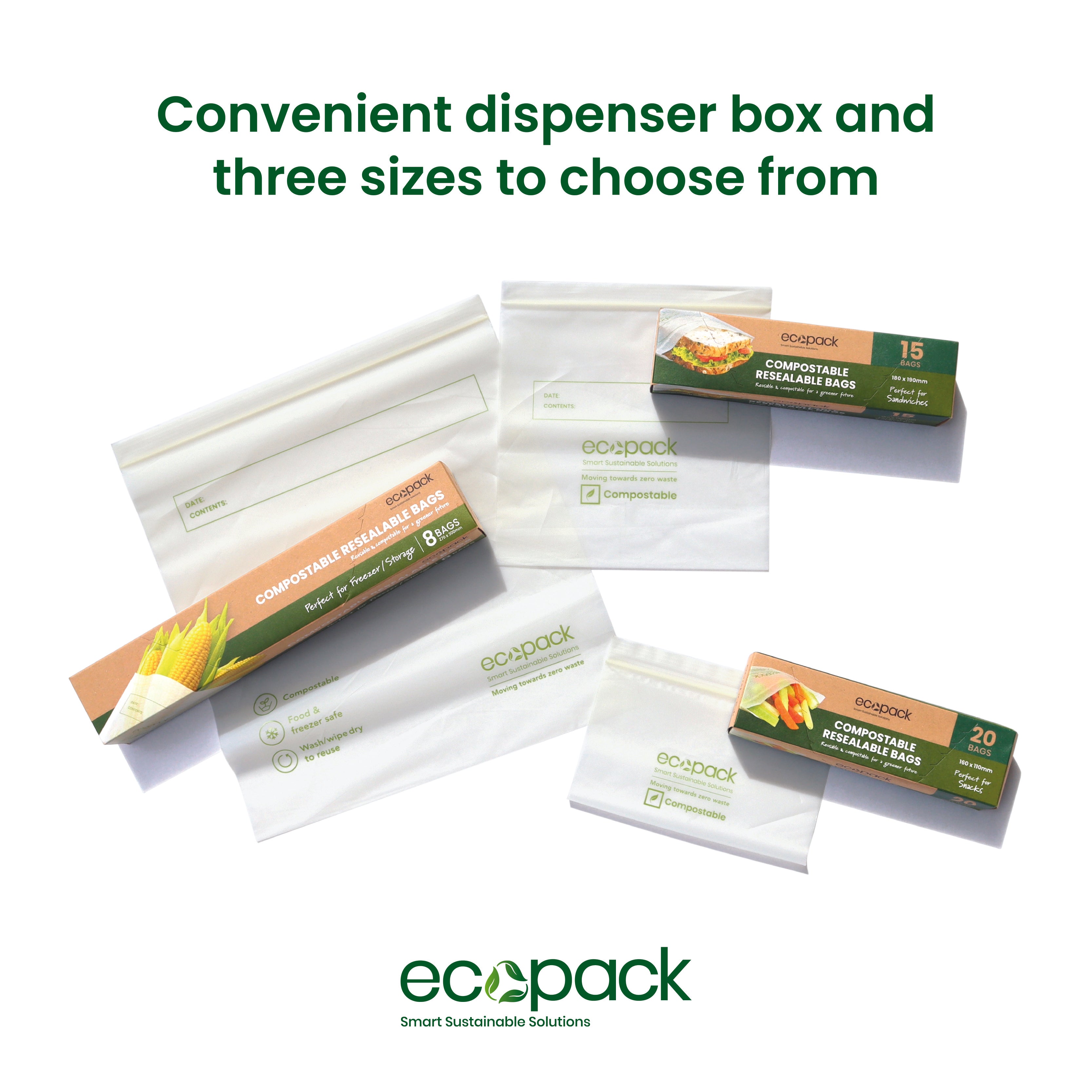 ED-2605 Compostable Resealable Storage/Freezer Bags