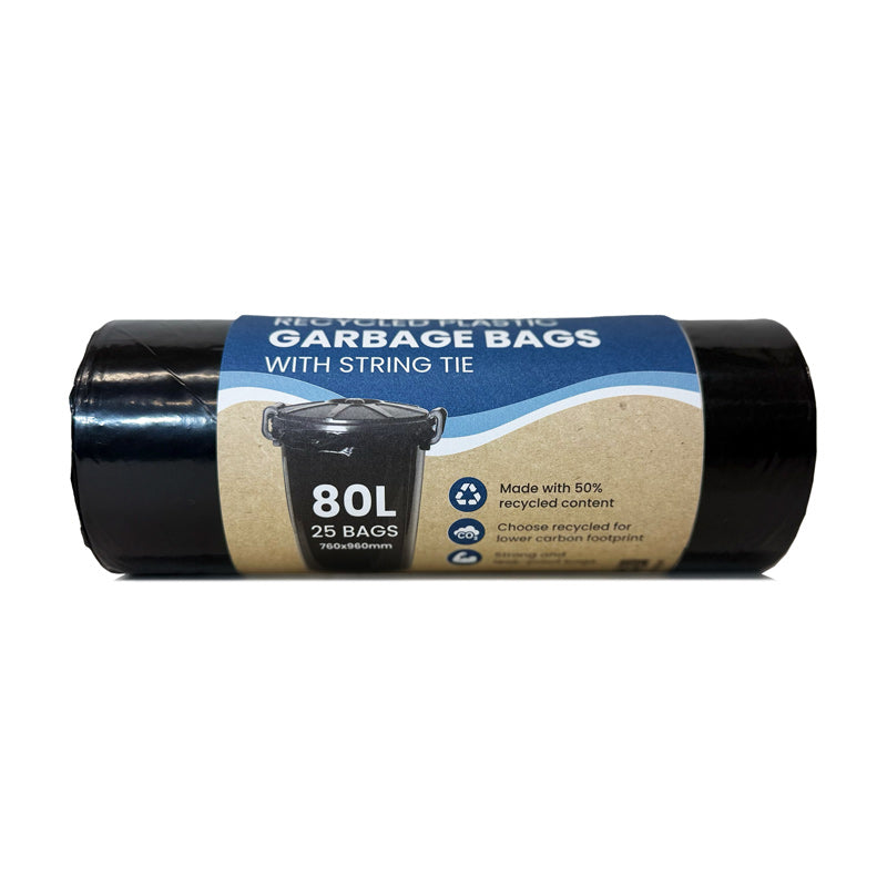 Ecopack 80L Recycled Plastic Garbage Bags (1 Roll/25 Bags)