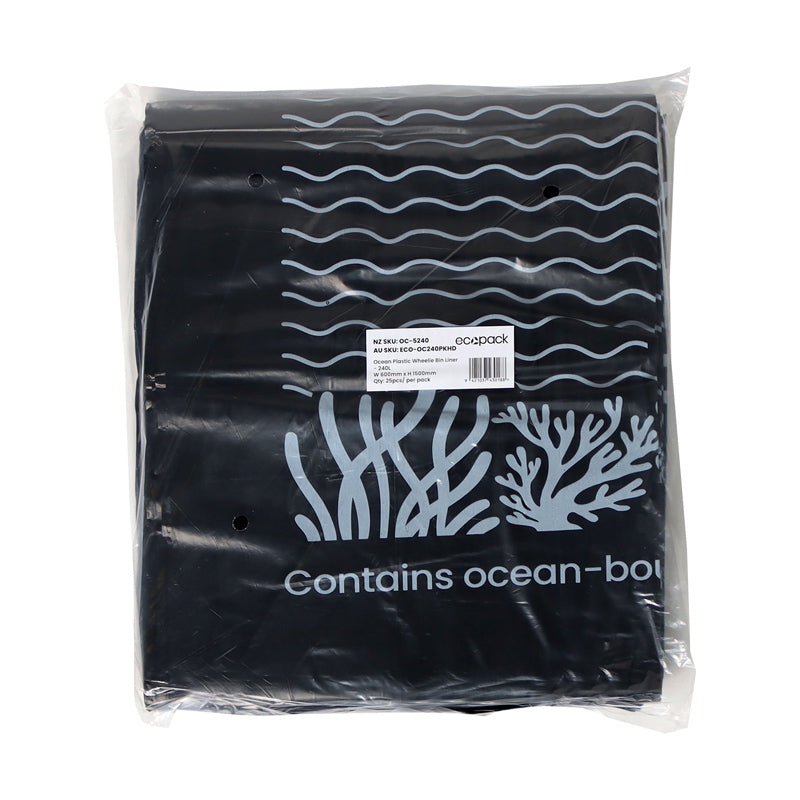 Ecopack 240L Recycled Plastic Wheelie Bin Liners (1 Pack/25 Bags)
