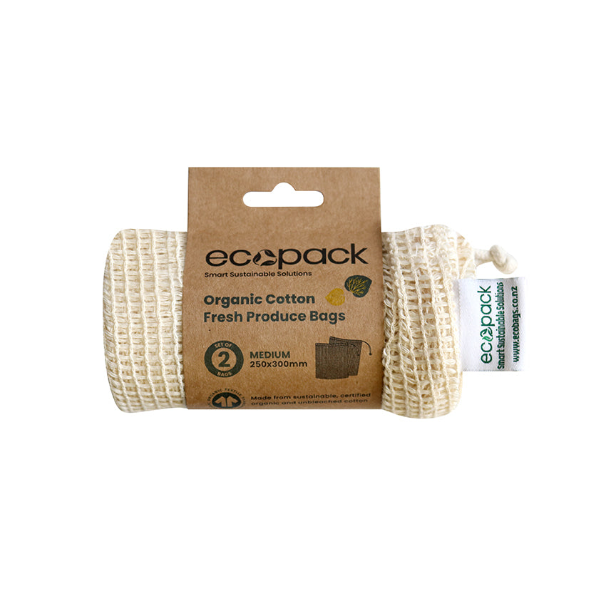 Ecopack Medium Organic Cotton String Bags (1 Roll/2 Bags)
