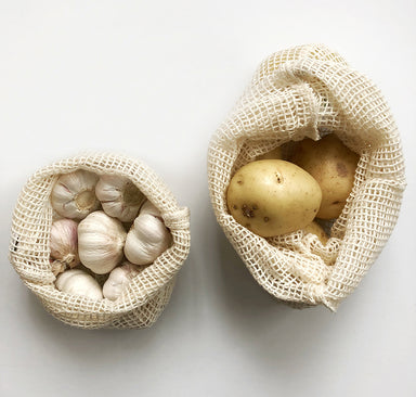 Produce in organic cotton string bags