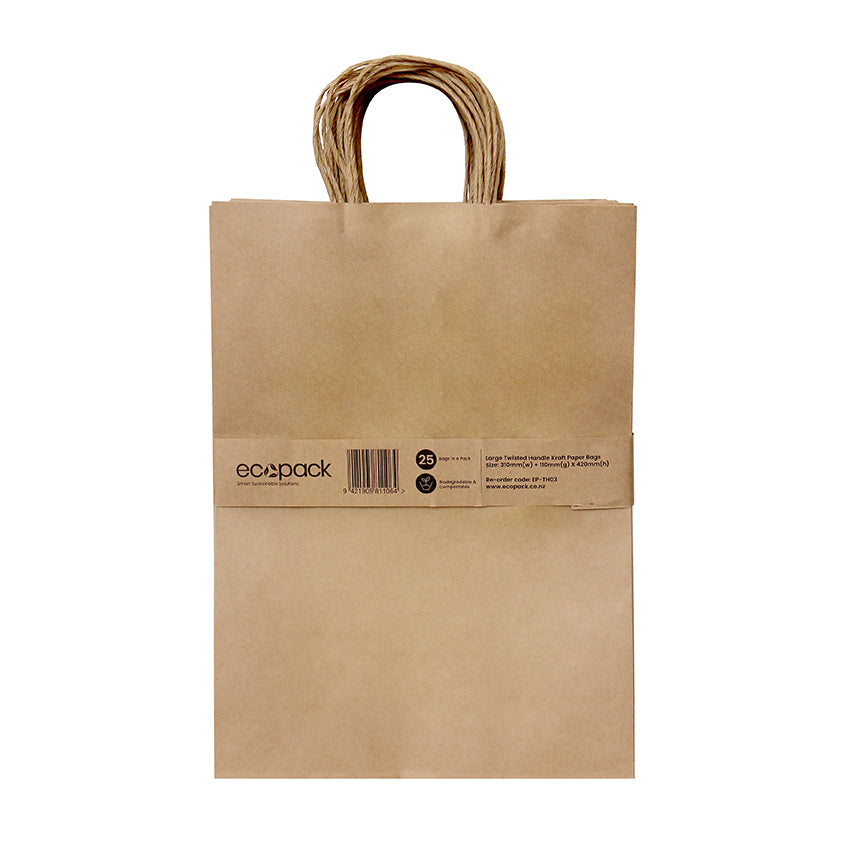 Ecopack Large Twisted Handle Paper Bags (1 Pack/25 Bags)