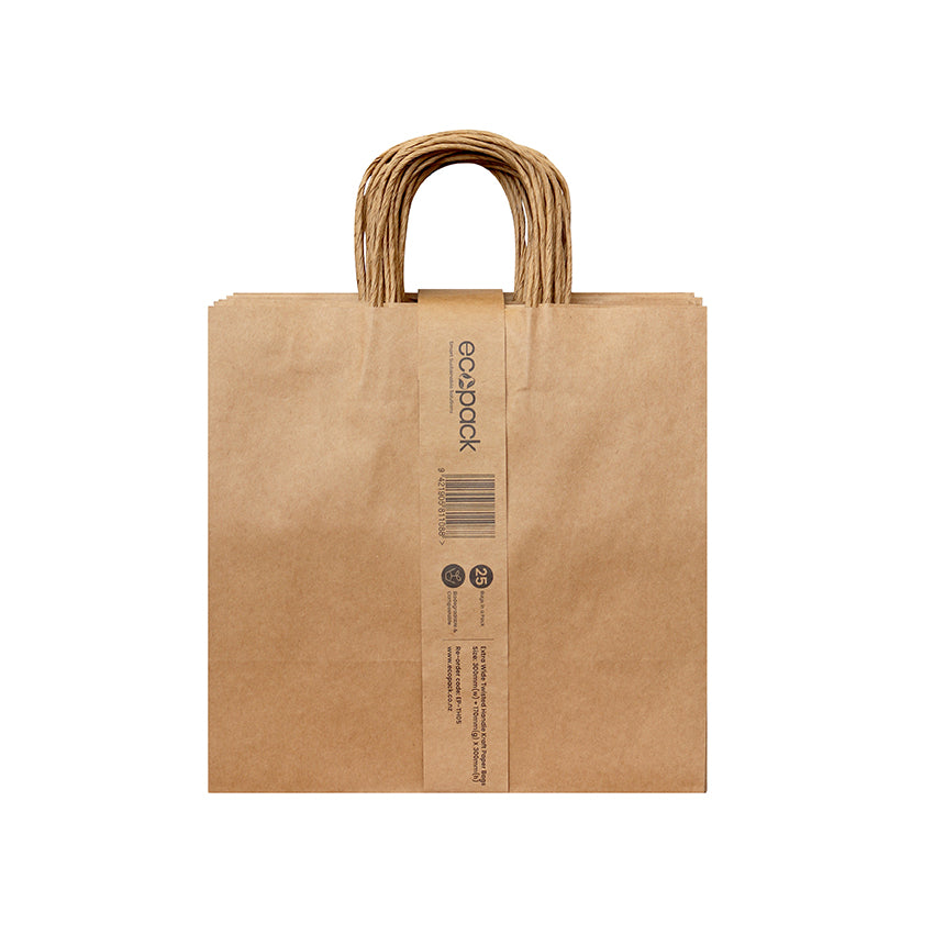 Ecopack Extra Wide Twisted Handle Paper Bags (1 Pack/25 Bags)