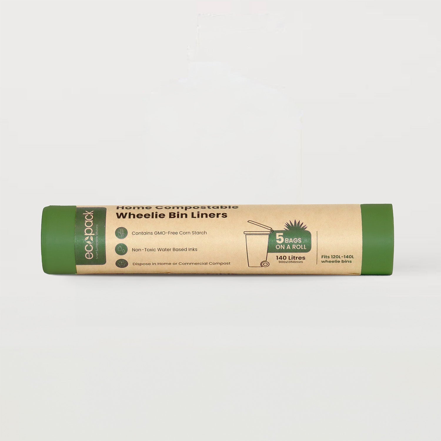 Ecopack 120L Wheelie Green Compostable Bin Liners 