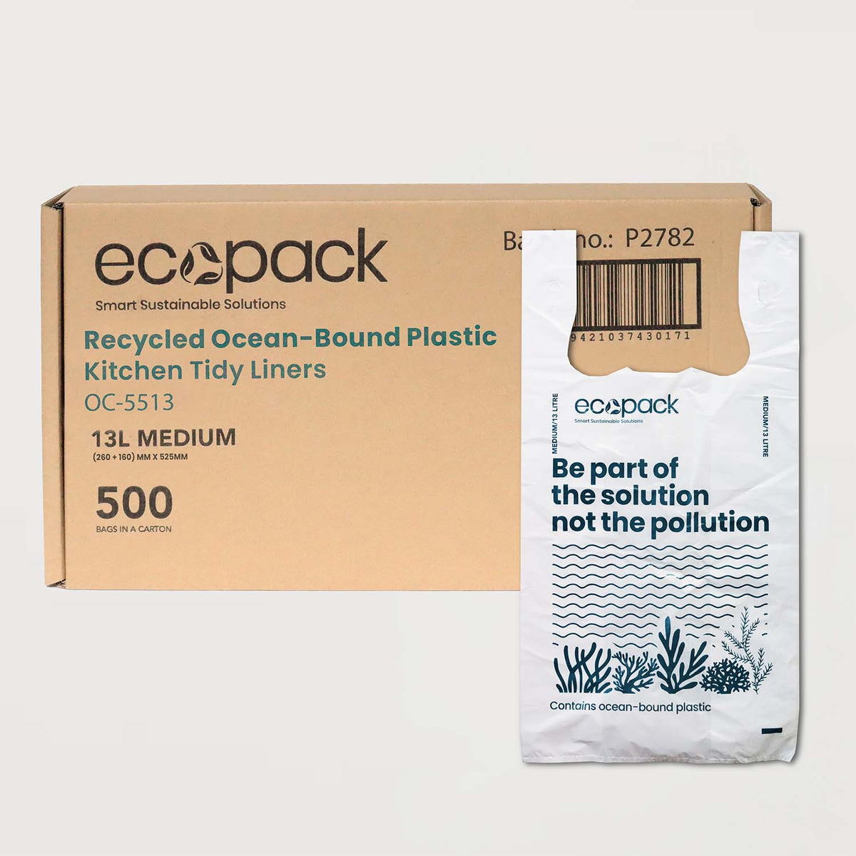 Ecopack 13l recycled plastic bin liners carton