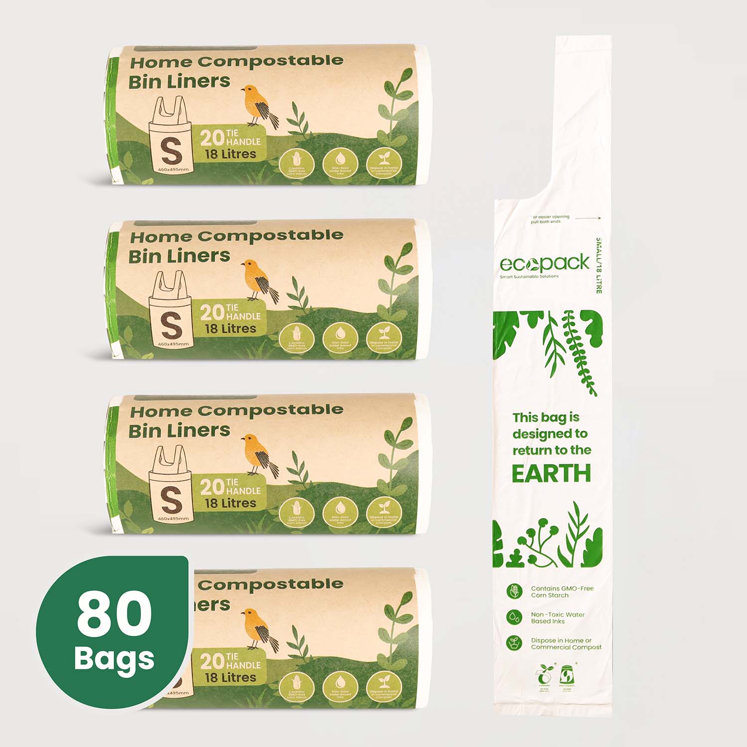 Ecopack 18L Compostable Bin Liners Roll 
