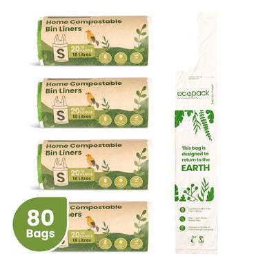 Ecopack 18L Small Compostable Bin Liners 4 Rolls Bundle