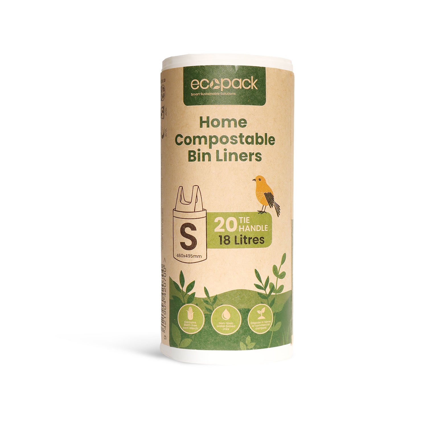 Ecopack 18L Small Compostable Bin Liners Roll Standing Vertically
