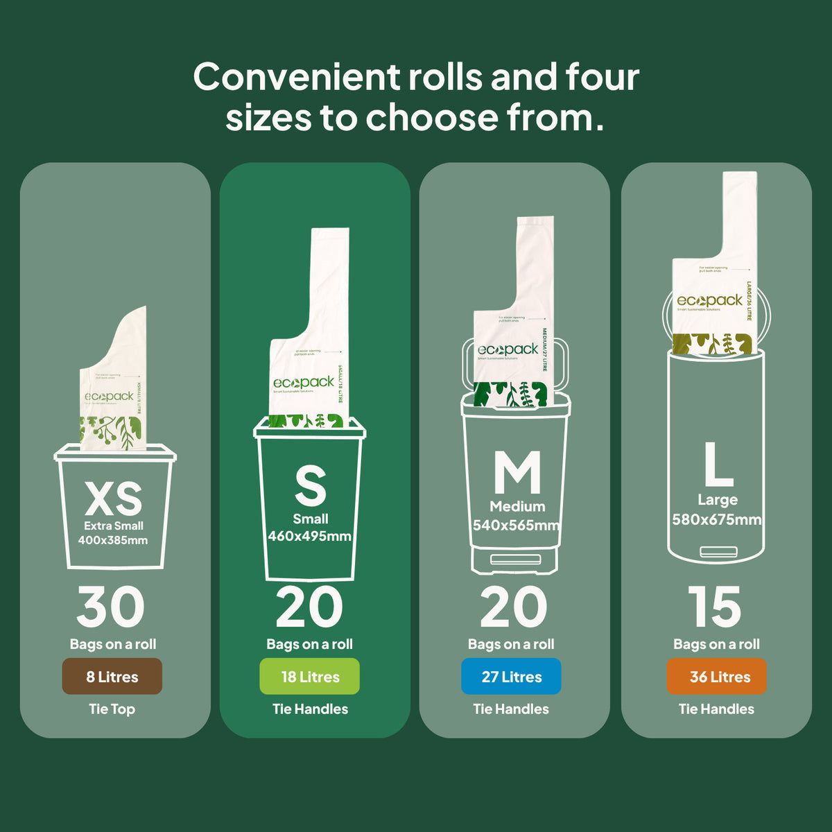 Ecopack Compostable Bin Liners Different Sizes (S)