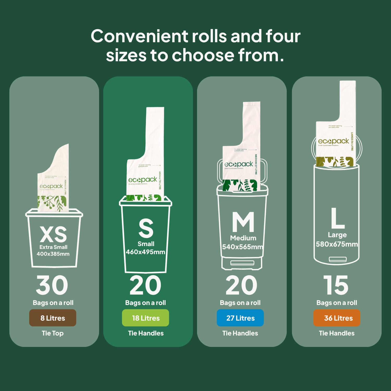 Ecopack Compostable Bin Liners Different Sizes (S)