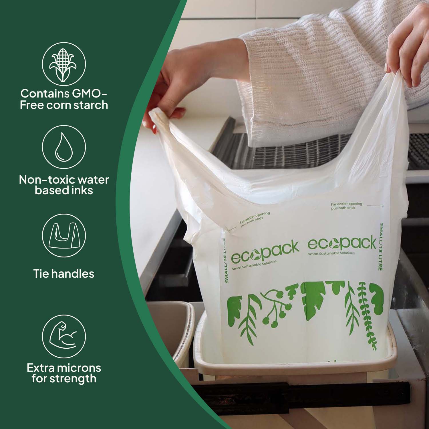 Ecopack 18L Compostable Bin Liners Roll Overview