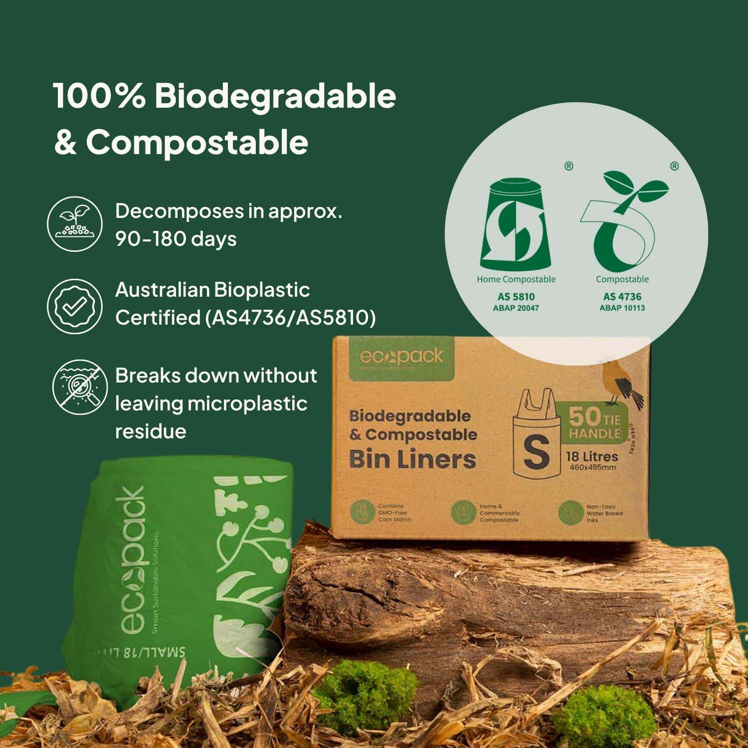 Ecopack 18L Compostable Green Bin Liners Dispenser Box Certified Home & Commercial Compostable