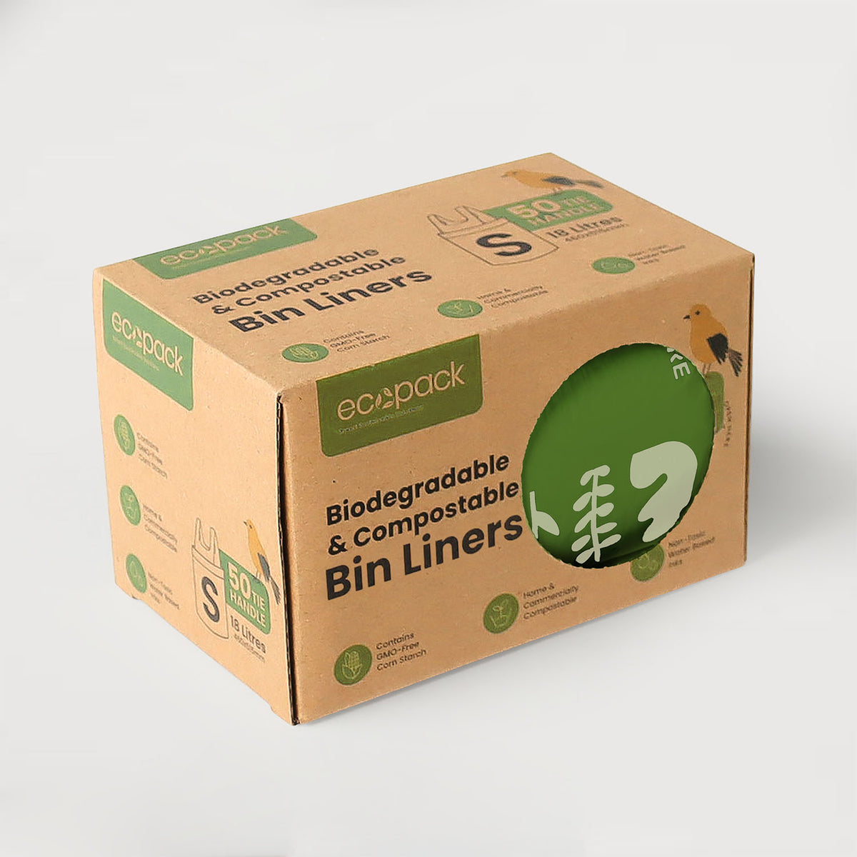 Ecopack 18L Compostable Green Bin Liners Dispenser Box