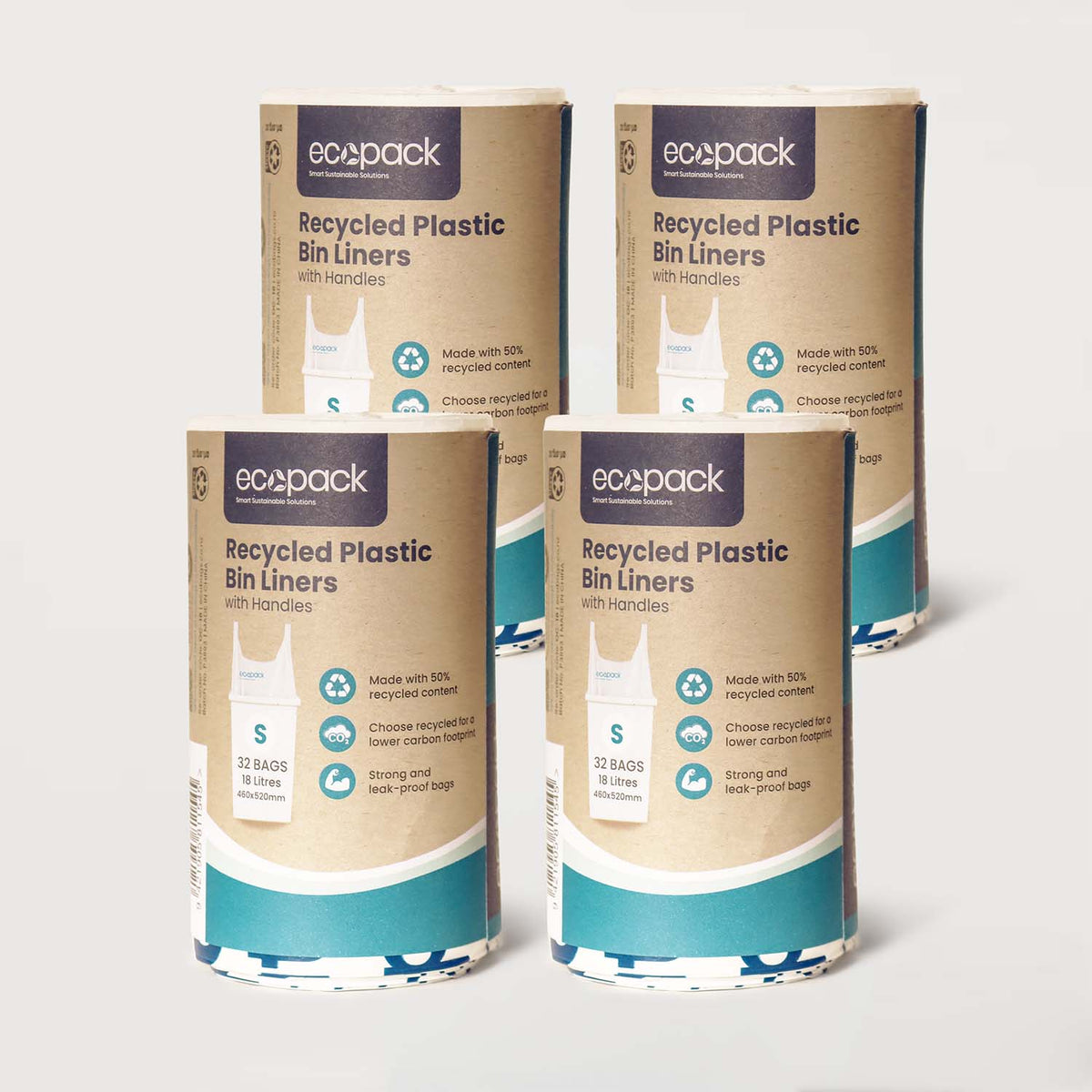 Ecopack 18L Small Recycled Plastic Bin Liners 4 Rolls Bundle