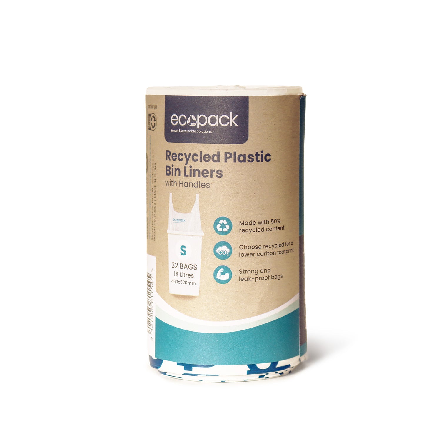 Ecopack 18L Small Recycled Plastic Bin Liners (1 Roll/32 Bags)