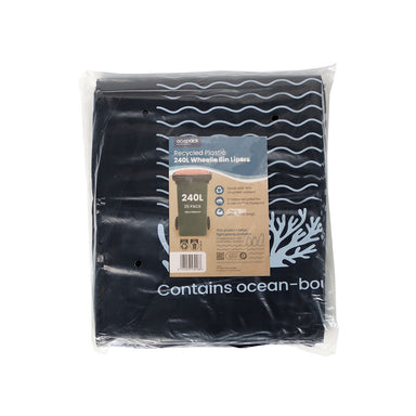Ecopack 240L black recycled plastic bin liners pack