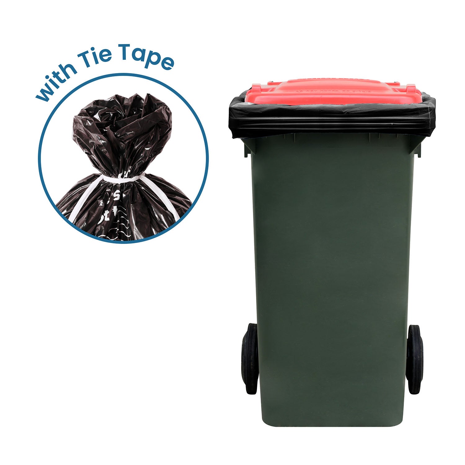 Ecopack 240L Recycled Plastic Wheelie Bin Liners with Tie Tape 