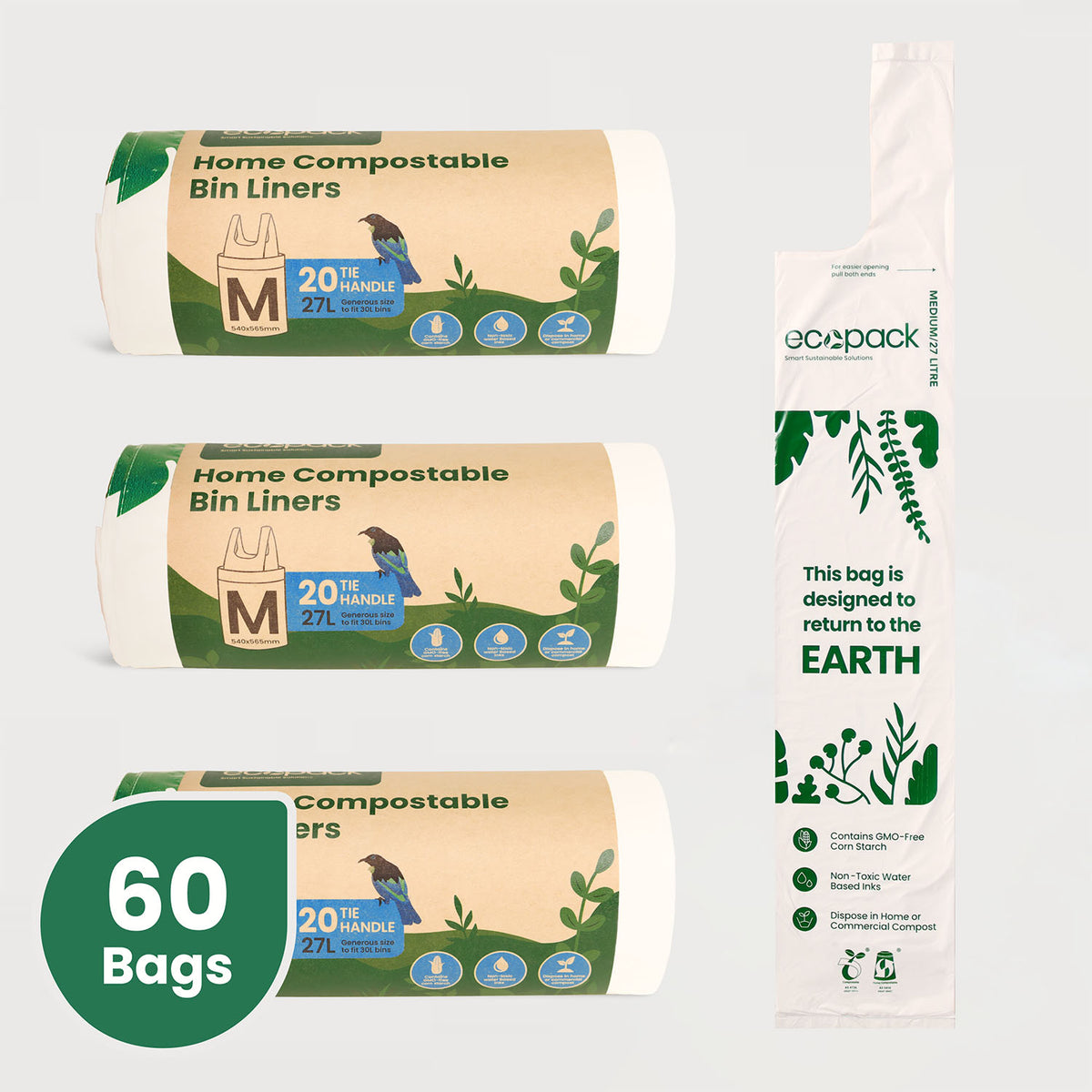Ecopack 27L Compostable Bin Liners Roll 