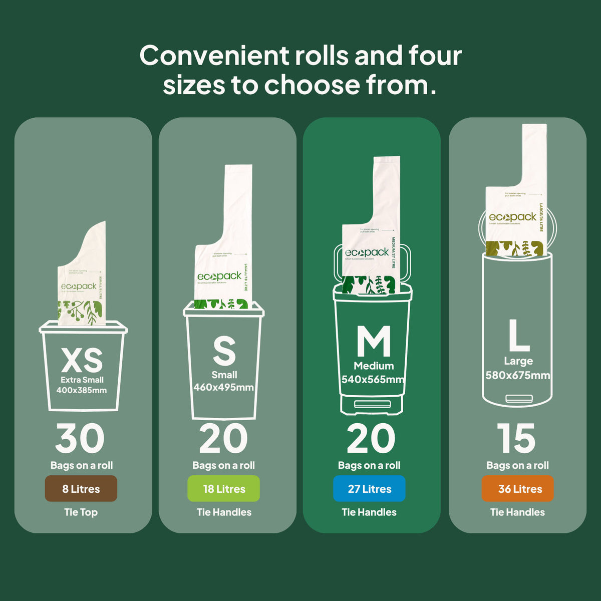 Ecopack Compostable Bin Liners Different Sizes (M)