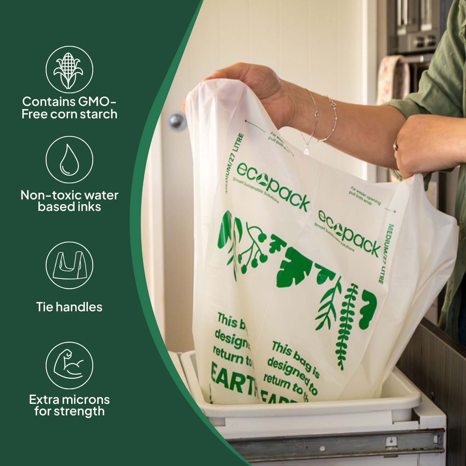 Ecopack 27L Compostable Bin Liners Roll Overview
