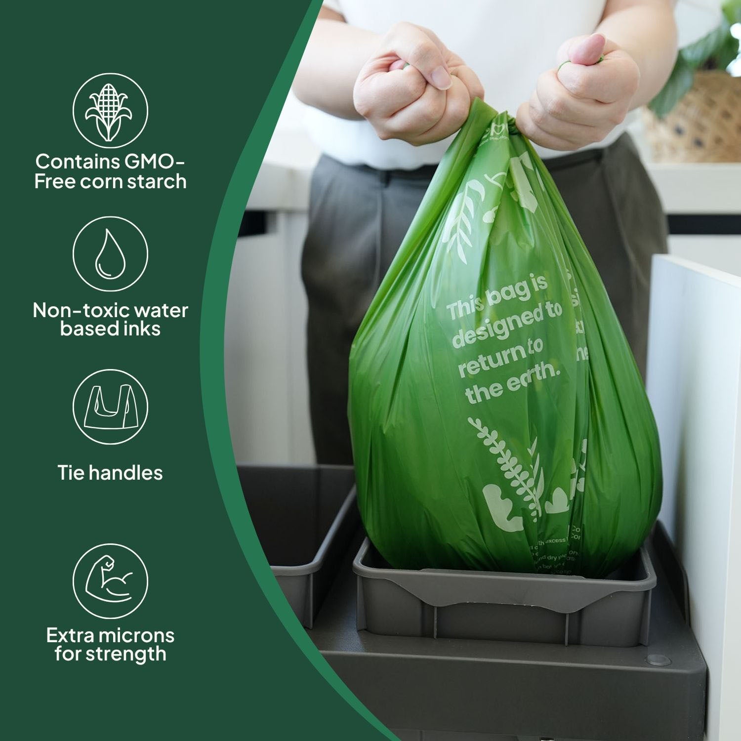 Ecopack 27L Compostable Green Bin Liners Dispenser Box Overview