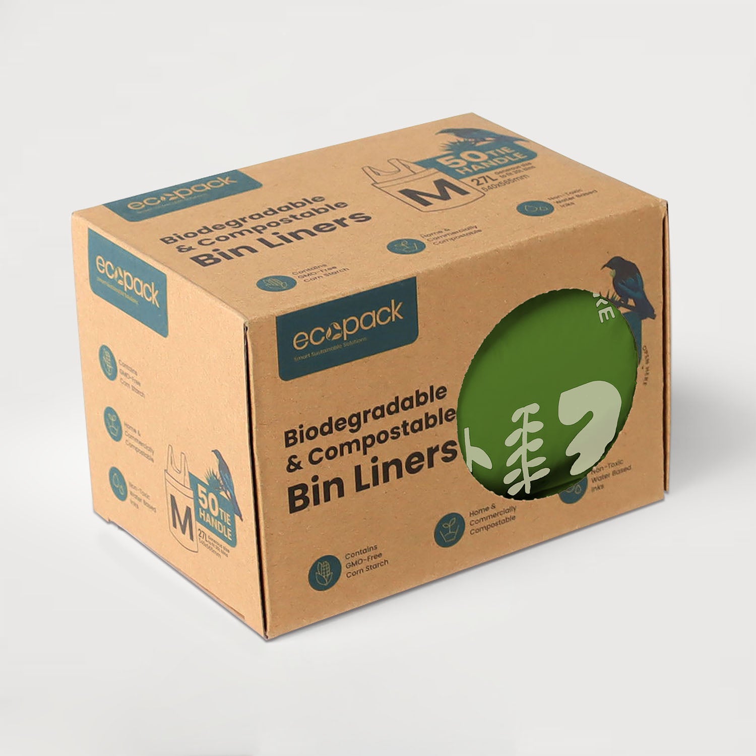 Ecopack 27L Compostable Green Bin Liners Dispenser Box