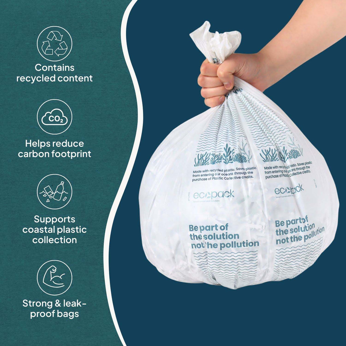 Ecopack 27L recycled plastic bin liners medium overview