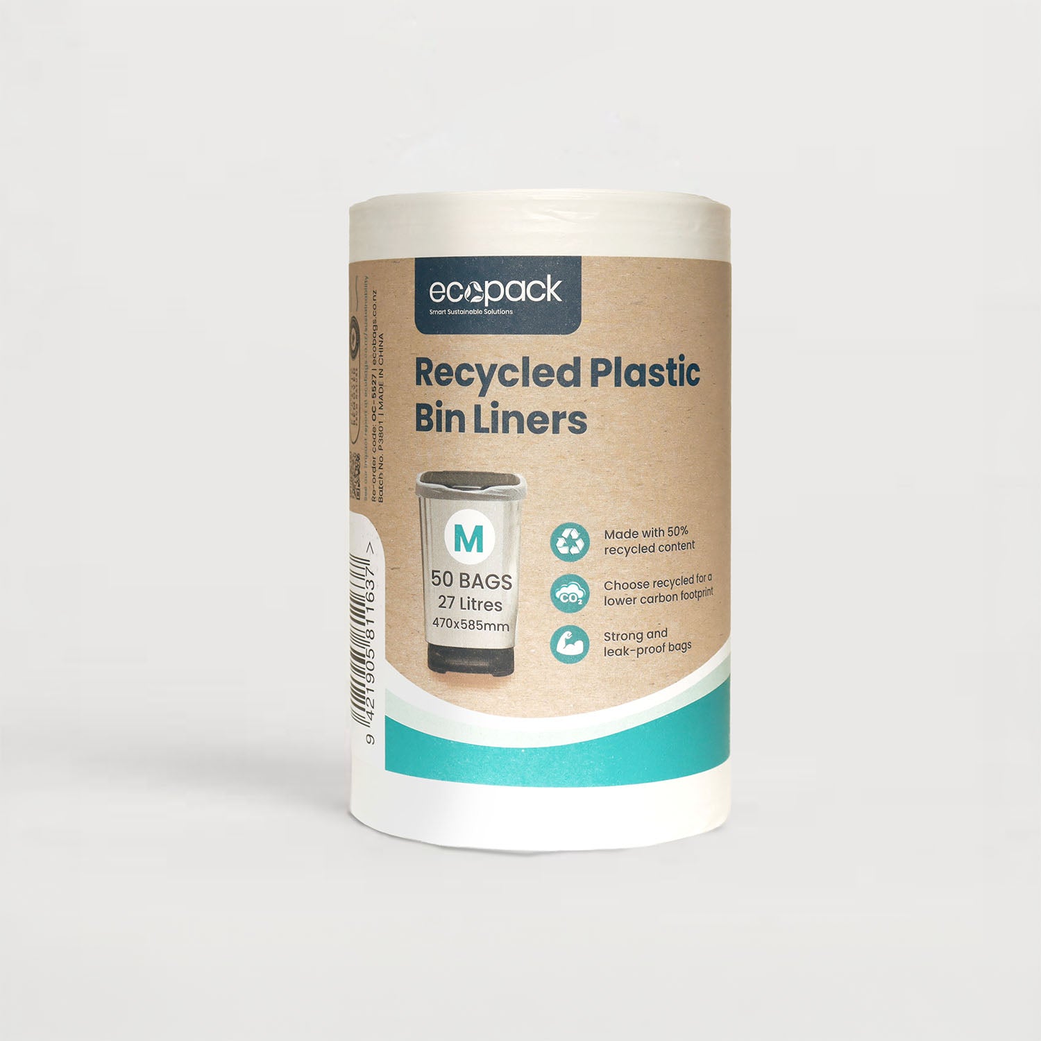 Ecopack 27L recycled plastic bin liners medium