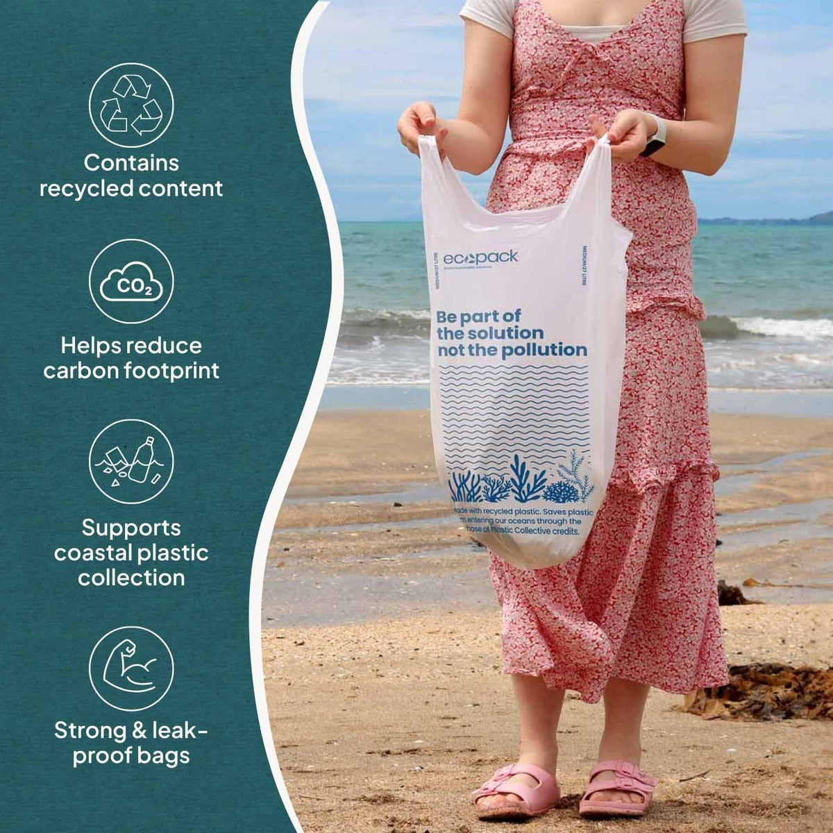 Ecopack 27L Recycled Plastic Bin Liners with Handle Overview