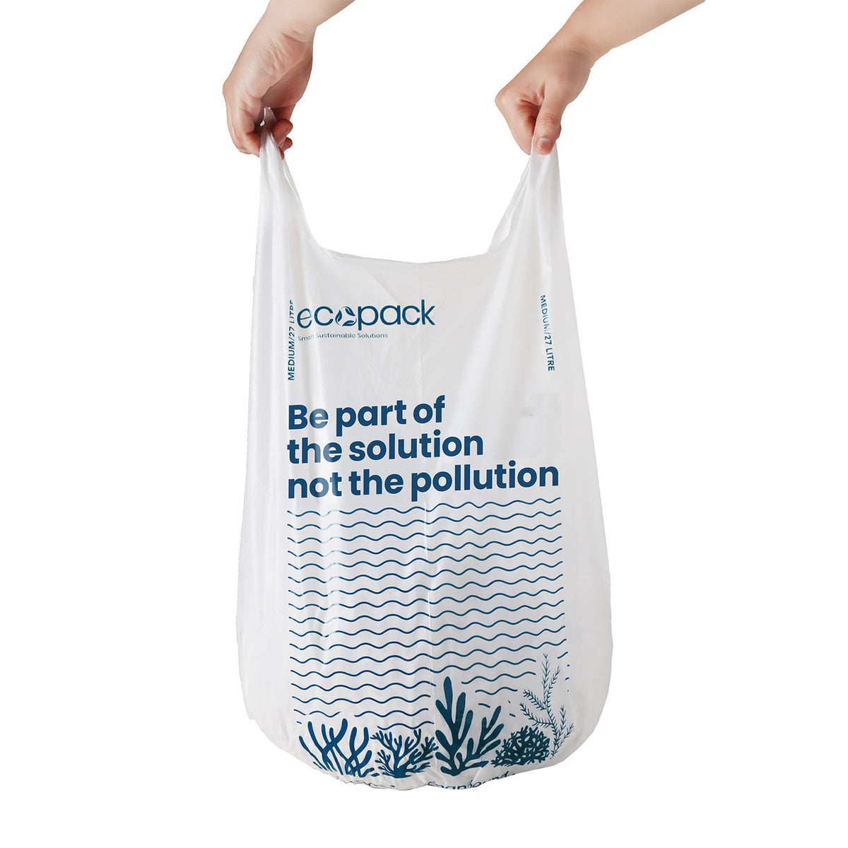 Ecopack 27L Recycled Plastic Bin Liners with Handles Bag