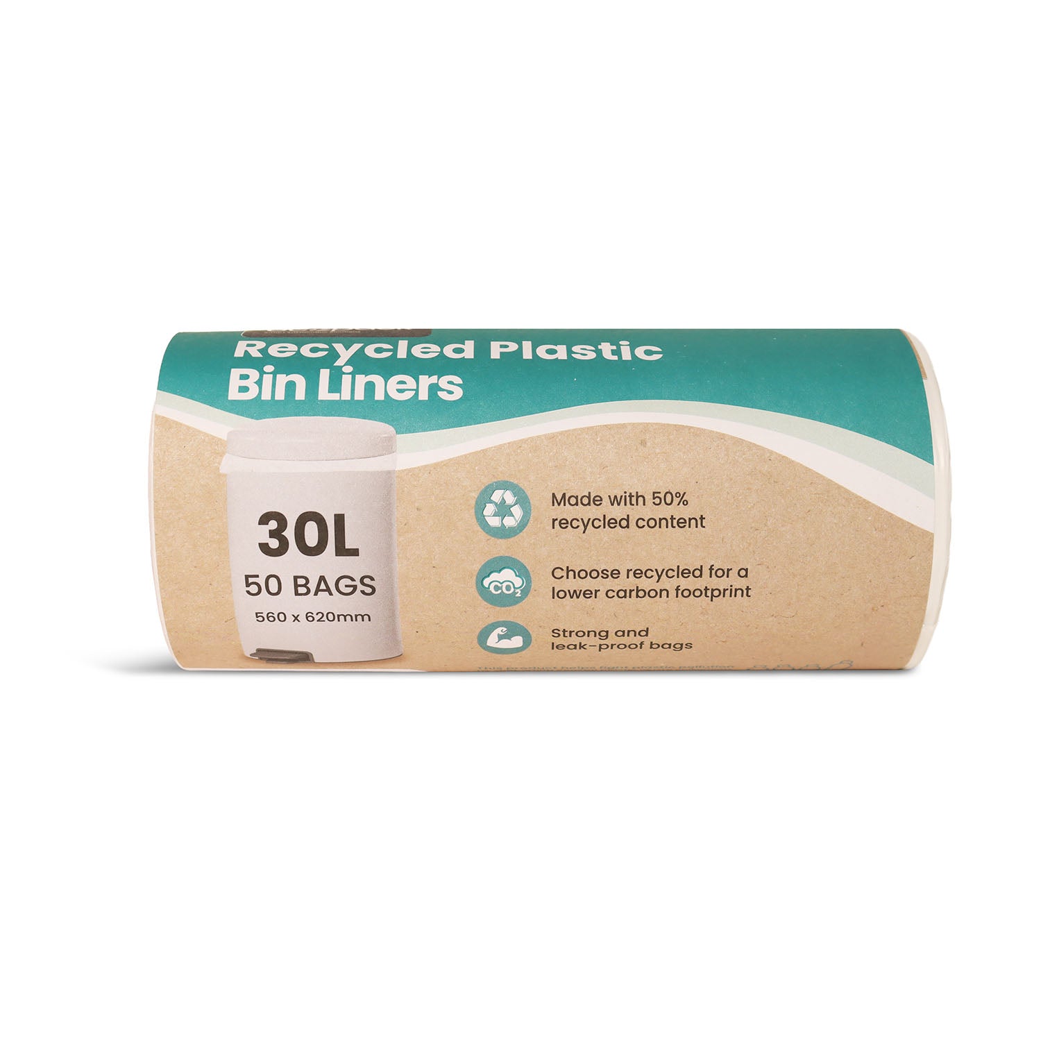 Ecopack 30L Medium Recycled Plastic Bin Liners (1 Roll/50 Bags)