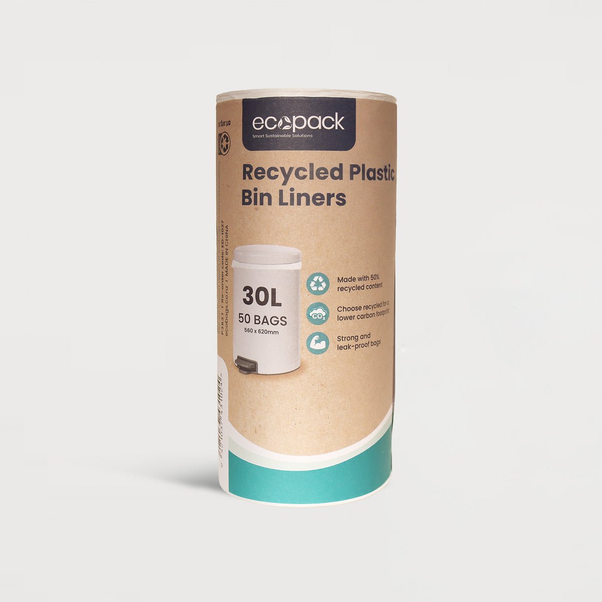 Ecopack 30L White Recycled Plastic Bin Liners