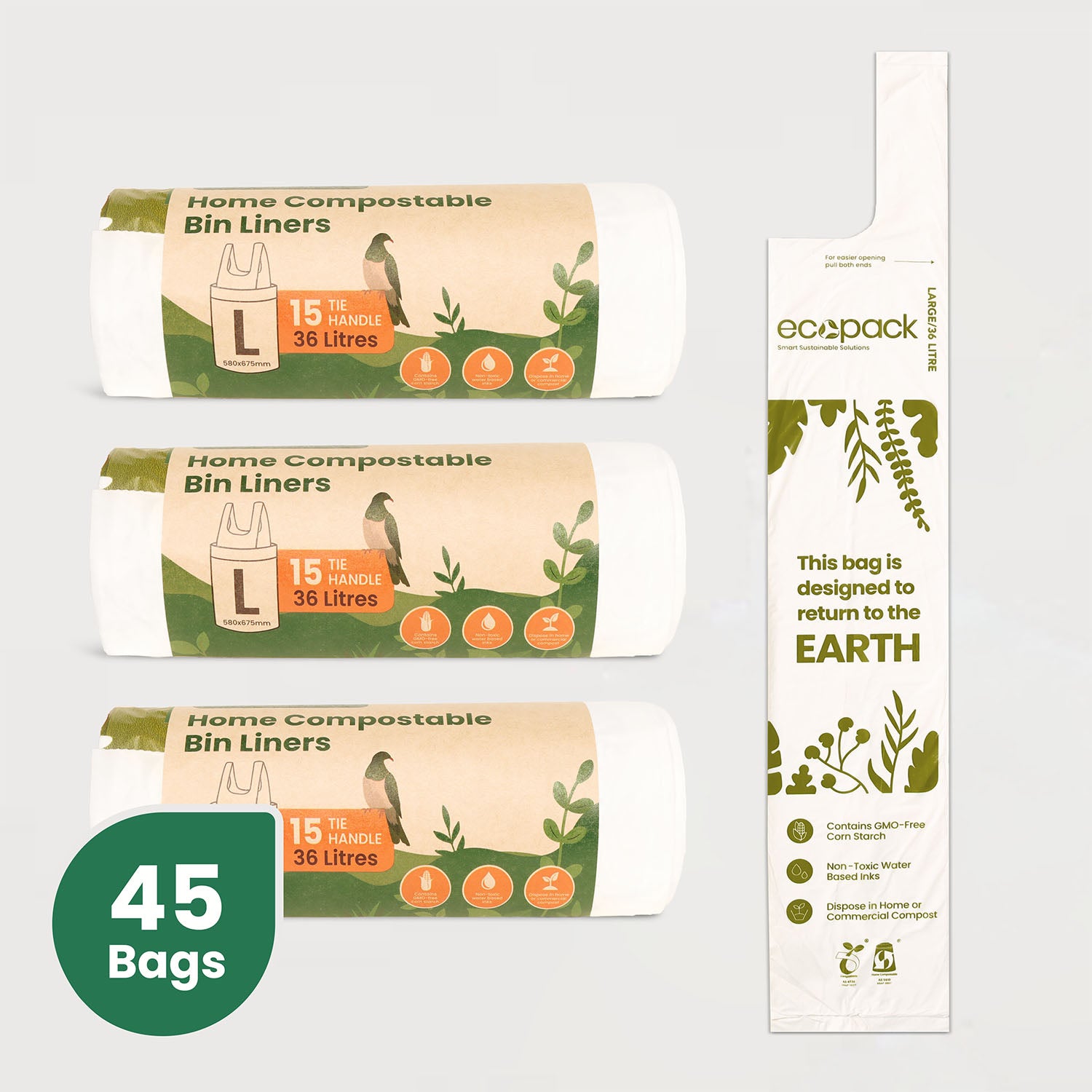 Ecopack 18L Compostable Bin Liners Roll 