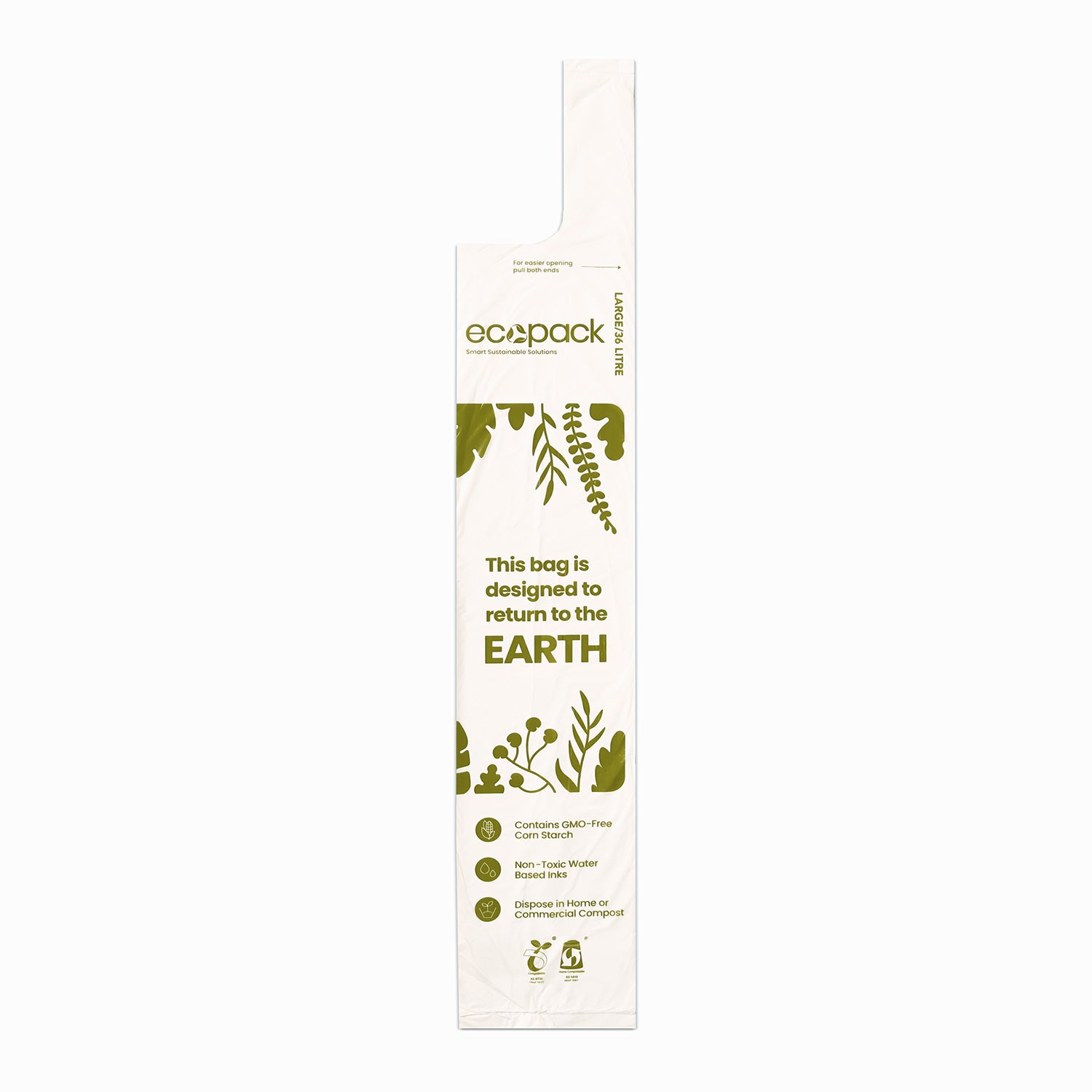 Ecopack 36L Large Compostable Bin Liners Bag Laid Flat