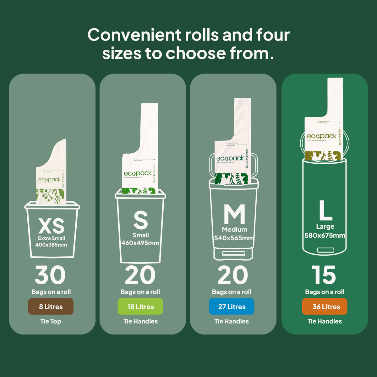 Ecopack Compostable Bin Liners Different Sizes (L)
