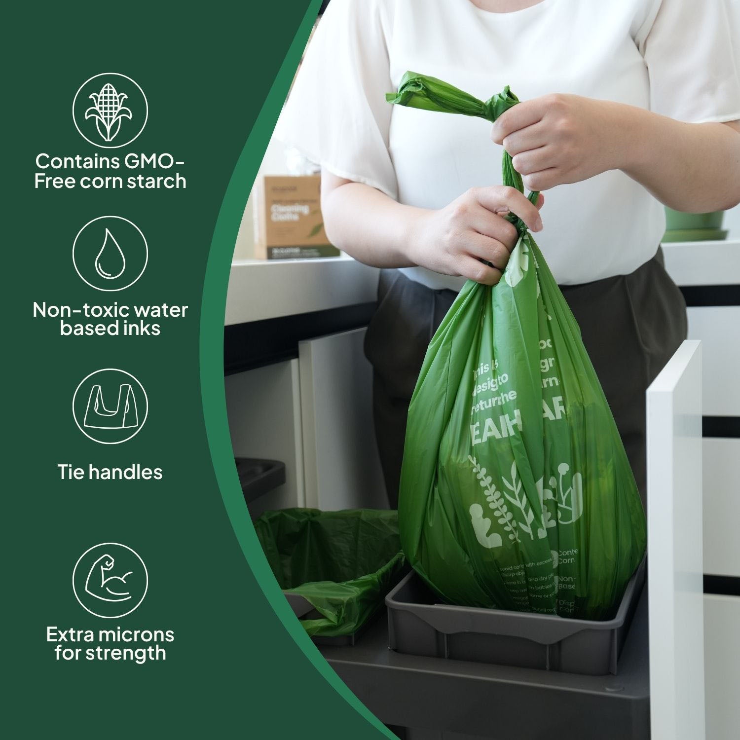 Ecopack 36L Compostable Green Bin Liners Dispenser Box Overview