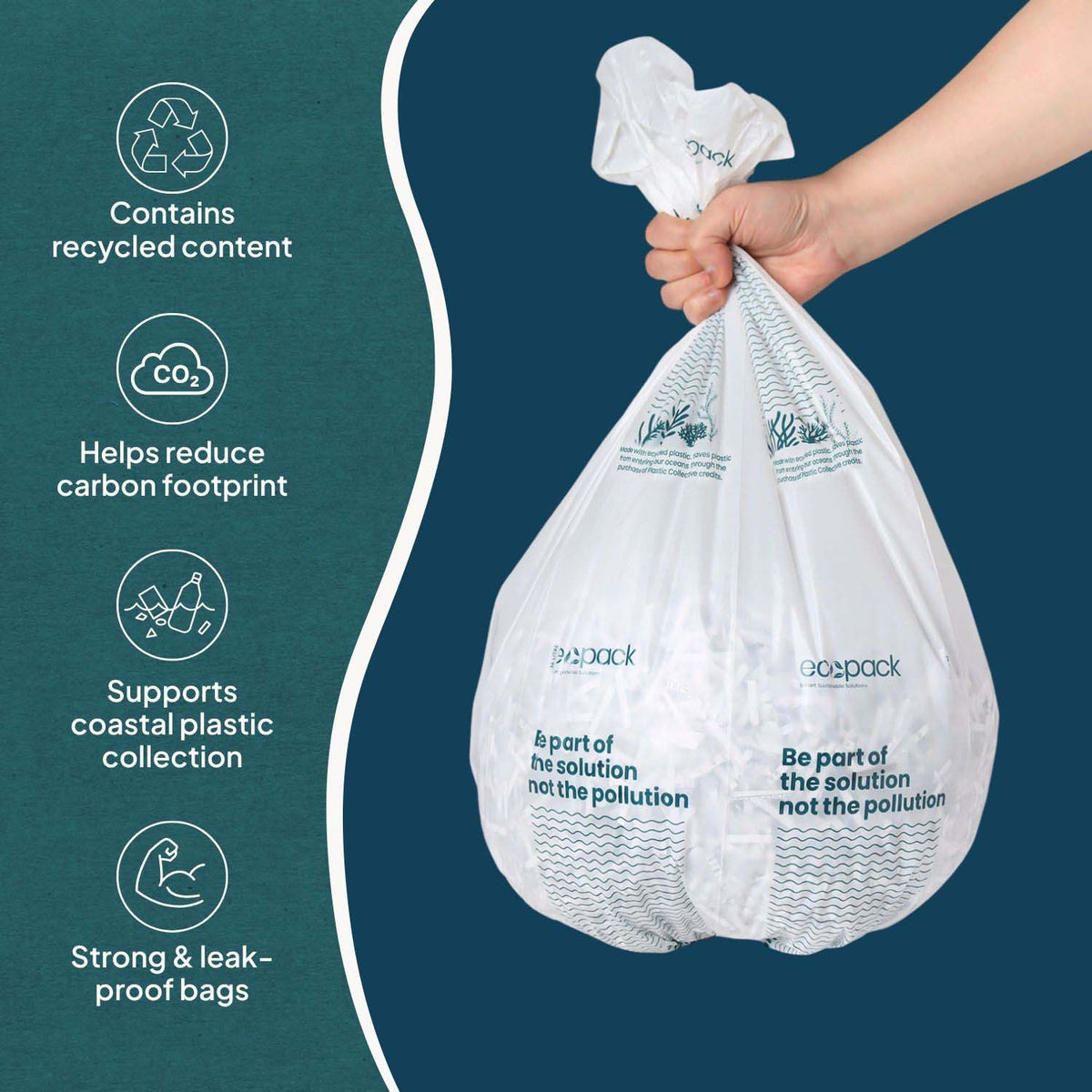 Ecopack 36L recycled plastic bin liners large overview
