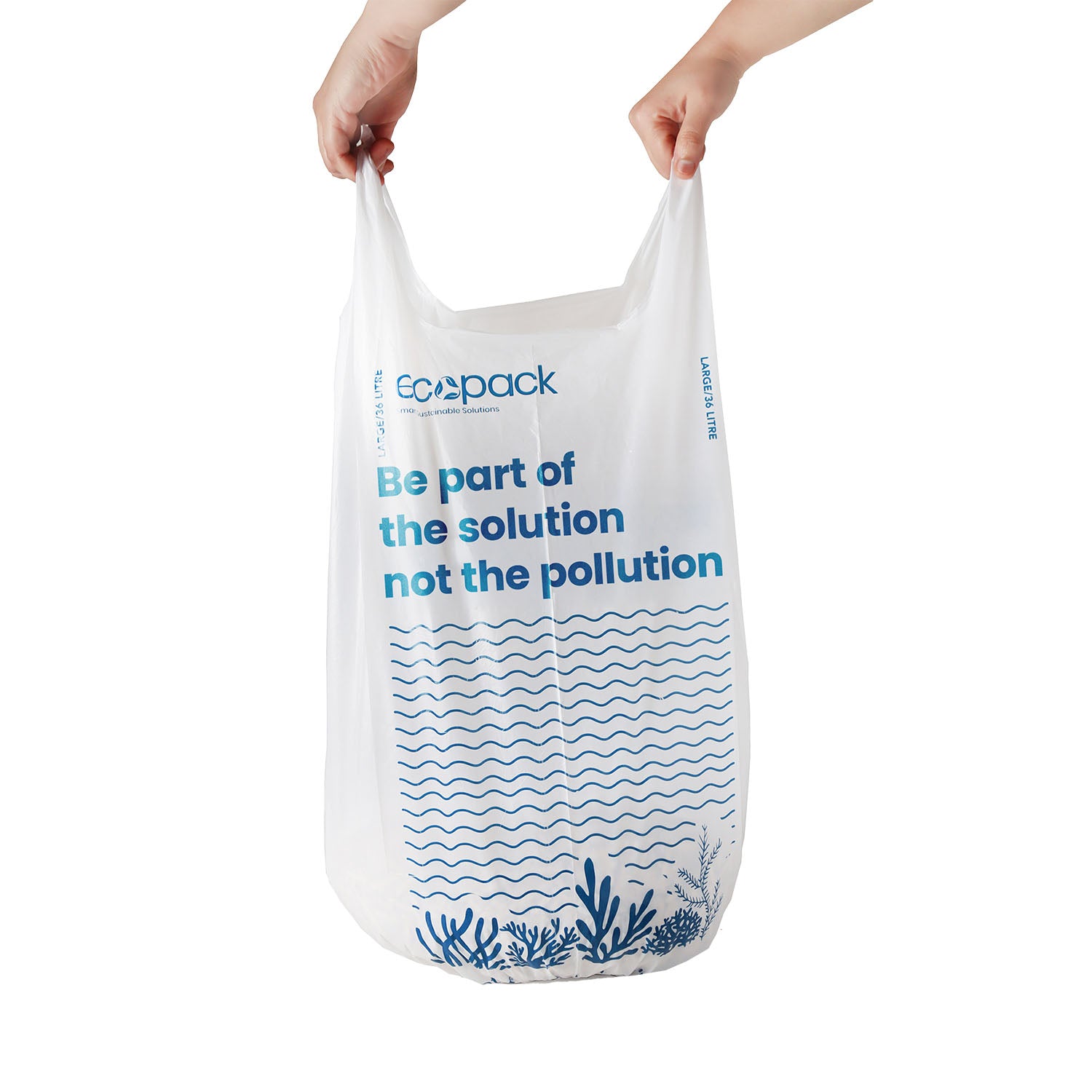 Ecopack 36L Large Recycled Plastic Bin Liners (1 Roll/20 Bags)