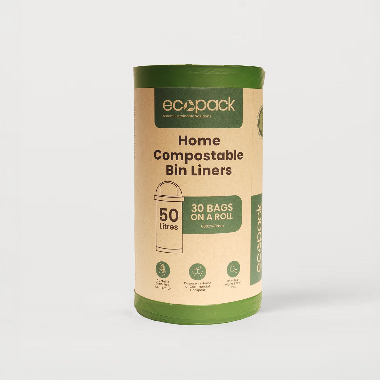 Ecopack 50L Green Compostable Bin Liners