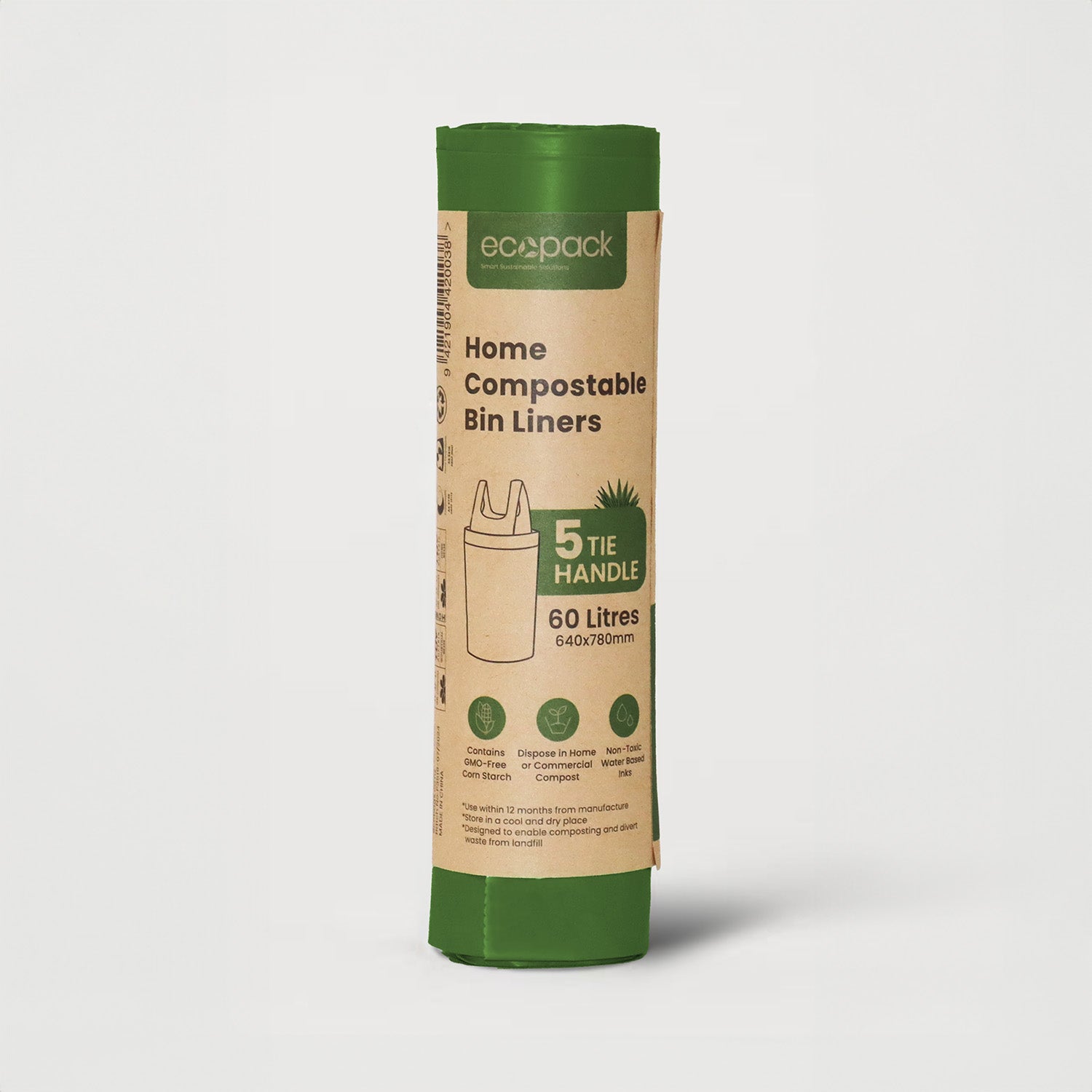 Ecopack 60L Compostable Bin Liners Roll 